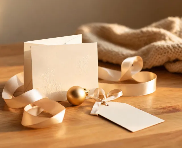 Greeting card and ornament gift table